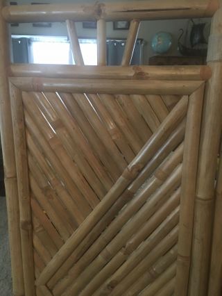 Vintage Mid Century Modern Bamboo Floor Screen Room Divider 48” X 64” 3
