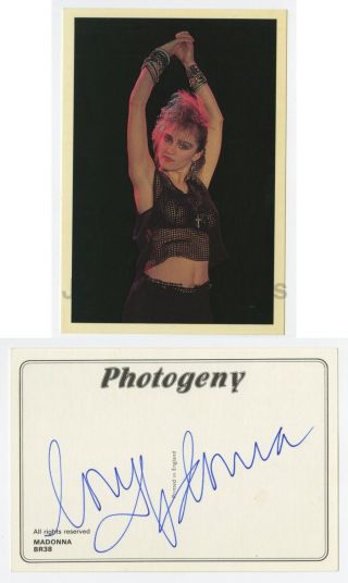 Madonna - Rare Autographed Promotional Card - Scare Early Career Signature