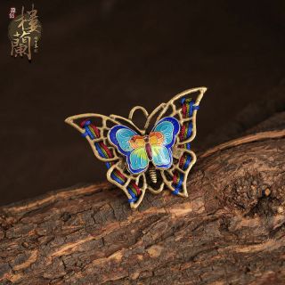 Chinese antique Cloisonne bronze copper Butterfly Adjustable ring 4