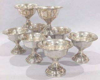 Vintage Set Of 8 M Fred Hirsch Sterling Silver Sherbet Weighted Pedestal Dishes