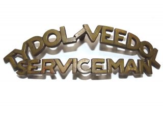 Vtg Antique Brass Tydol Veedol Serviceman Motor Oil Gasoline Uniform Pin Badge