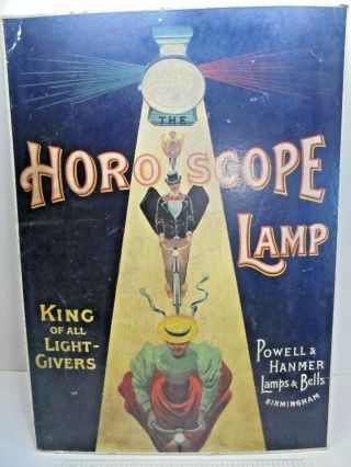 Antique Victorian Old Vintage Powell Hanmer Horoscope Bike Lamp Advertising Card