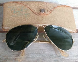 Vintage Ray Ban Aviator Sunglasses With Leather Case