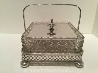 Quality Silver Plated EPNS & Cut Glass Crystal Butter Dish 2