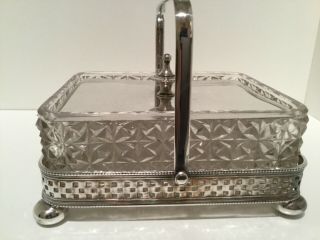 Quality Silver Plated EPNS & Cut Glass Crystal Butter Dish 3