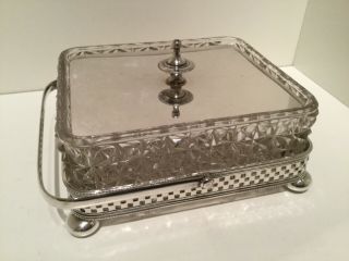 Quality Silver Plated EPNS & Cut Glass Crystal Butter Dish 6