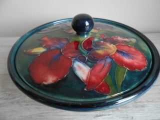 Vintage W.  Moorcroft Orchids Covered Dish 1936 - 1953