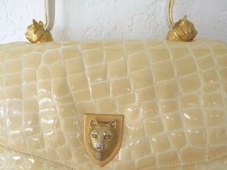 Cat Handbag Classy Style Gold Tone Cat Heads & Feet - Vintage Rare Item