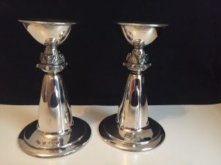 Lovely Pair Solid Silver Decorative Candlesticks,  Birm 1970