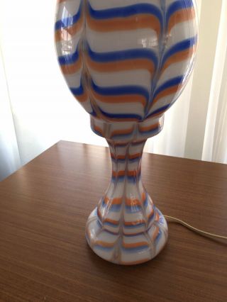 VERY RARE MURANO VENETIAN ART GLASS 2 PIECE PULLED FEATHER LAMP ITALIAN VINTAGE 3