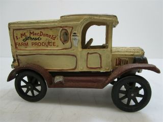 Vintage Cast Iron I.  M.  Macdonald Fresh Farm Produce Delivery Truck Old & Heavy