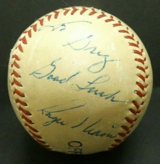 Rare Vintage Roger Maris Single Signed Baseball With Full Psa Letter