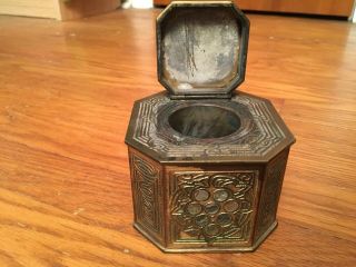 Antique Tiffany Studios Inkwell 1157,  Pen Tray 1159 Set - Bronze With Abalone 7