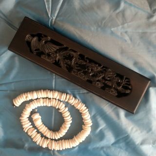 Vintage Natural Large Puka Shell Necklace 24” 293g,  10.  33oz W Vintage Wood Box
