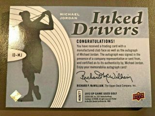 MICHAEL JORDAN 2012 SP Game Auto Golf Edition Inked Drivers ID - MJ RARE MT 2