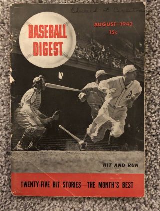 Baseball Digest 1942,  August First Issue Ever Published Rare