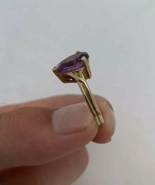 9ct Gold Pear Drop Amethyst Ring 9K 375. 4