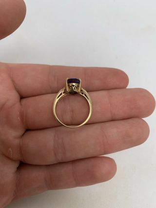 9ct Gold Pear Drop Amethyst Ring 9K 375. 5