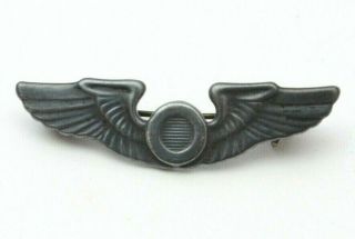 Vintage Ww2 Us Army Air Force Usaaf Observer Wings Mini Pinback Badge - 1 - 3/8 "