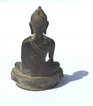 Antique Chinese Oriental Asian Bronze - Seated Buddha Figure - Unusual 5