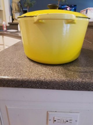 VINTAGE LE CREUSET 40 OVAL DUTCH OVEN 15 1/2 QUARTS WITH LID YELLOW 3