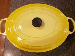VINTAGE LE CREUSET 40 OVAL DUTCH OVEN 15 1/2 QUARTS WITH LID YELLOW 4