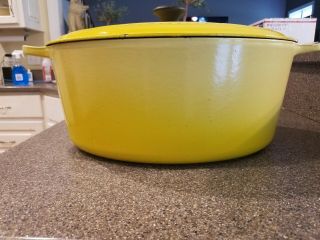 VINTAGE LE CREUSET 40 OVAL DUTCH OVEN 15 1/2 QUARTS WITH LID YELLOW 6