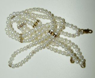 , Vintage,  Pearl Bracelets With Diamonds,  18 Ct Gold Clasp
