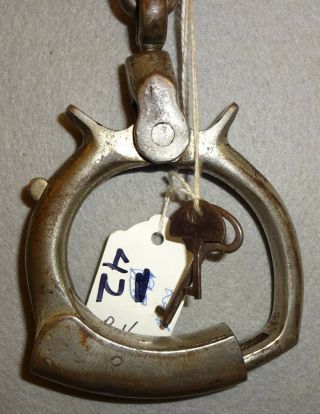 Antique Handcuffs Cummings Circa 1899 With Keys