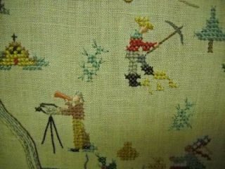 INCREDIBLE VINTAGE EMBROIDERY SAMPLER 1956 MY COUNTRY USA MAP CROSS STITCH 4