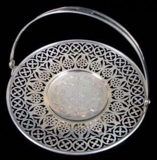 Antique Meriden Britannia Sterling Silver Basket Handled Platter Plate 6” 124g