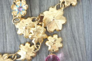 TRIFARI VTG 4 Pc Signed SET Rhinestone Floral Necklace / Earrings / Bracelet 8