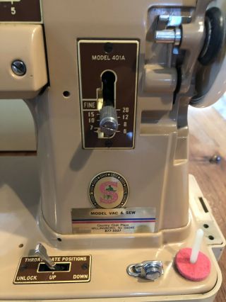 Vintage Singer 401A Sewing Machine w/ Pedal,  Case,  Attach - Serviced & 3