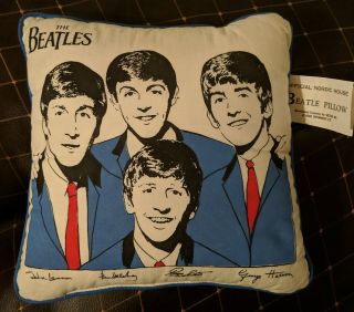 The Beatles Vintage 12x12 Nordic House Accent Pillow Blue
