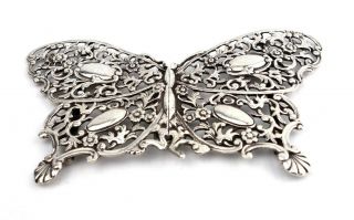 Antique Victorian Sterling Silver Butterfly Nurses Belt Buckle London 1897