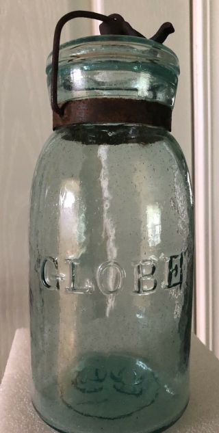 Rare Globe Mason Jar Fruit Jar with thousands of bubbles 2
