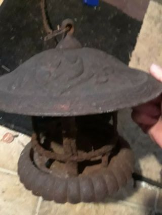 Antique Japanese Pagoda Garden Temple Lantern Toro Torou Heavy Cast Iron 5