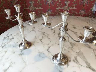 Alvin Sterling Silver Candlestick Candle Candelabra Set Pair