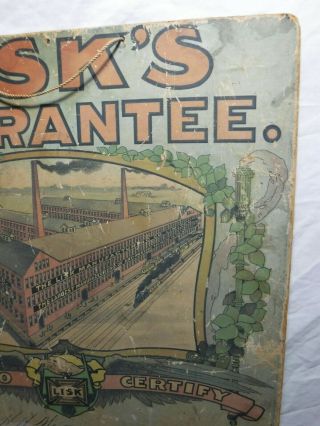 Antique Rare 1903 Cardboard Lisk Guarantee Agency Certify Advertising Sign 6