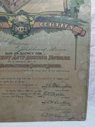 Antique Rare 1903 Cardboard Lisk Guarantee Agency Certify Advertising Sign 7