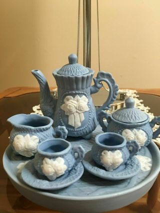 Vintage10 Piece Miniature Tea Set Blue