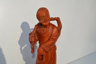 ANTIQUE/VINTAGE CHINESE HAND CARVED WOODEN DEITY FIGURAL SCULPTURE/STATUE 5