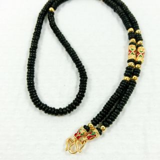 Black Bone Gold Plated Buddha Necklace Pendant 26 " Thai Amulet Powerful Holy