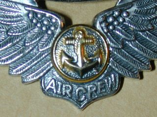 WWII US Navy Combat Air Crew Wings Badge Medal by H&H STERLING 2