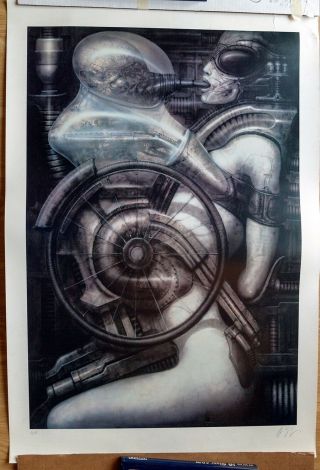 H.  R.  Giger Signed Limited Edition Print - Huge And Rare Print: Biomechanoid