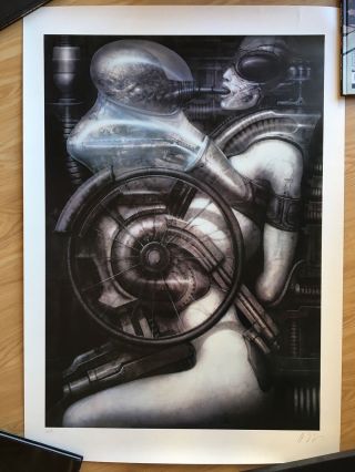 H.  R.  Giger signed limited edition print - huge and rare print: Biomechanoid 2