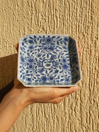 Antique Chinese Kangxi Porcelain Square Dish