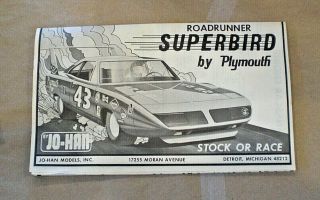 Jo - Han Roadrunner Superbird Plymouth C - 1970 - 200 Model Kit Unbuilt Rare 7