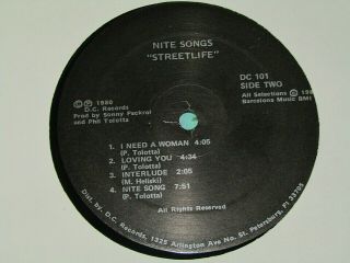 Rare 1980 Private Modern Soul Boogie Funk LP: Street Life - Nite Songs - DC 101 3