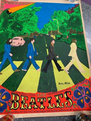 The Beatles Abbey Road Vintage Black Light Poster 70s Robert Milian 6